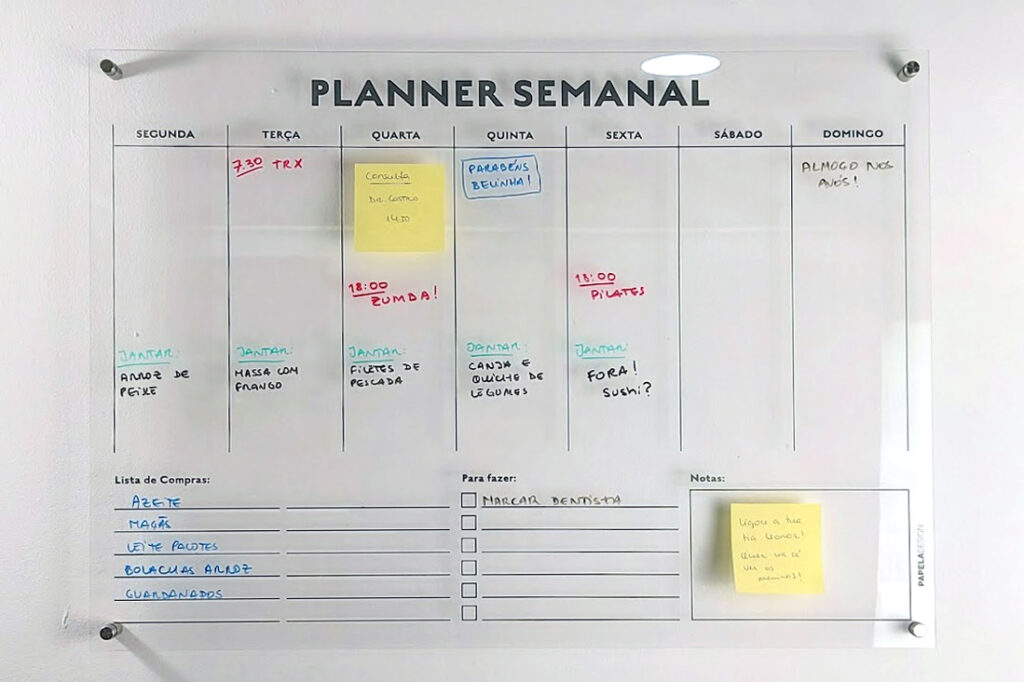 Planner Semanal Acr Lico De Parede Papela